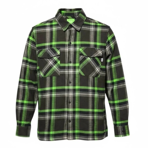 HUF Other - HUF Plaid Flannel Shirt / Jacket Men's XL Long Sleeve Green Black Button‎ Up